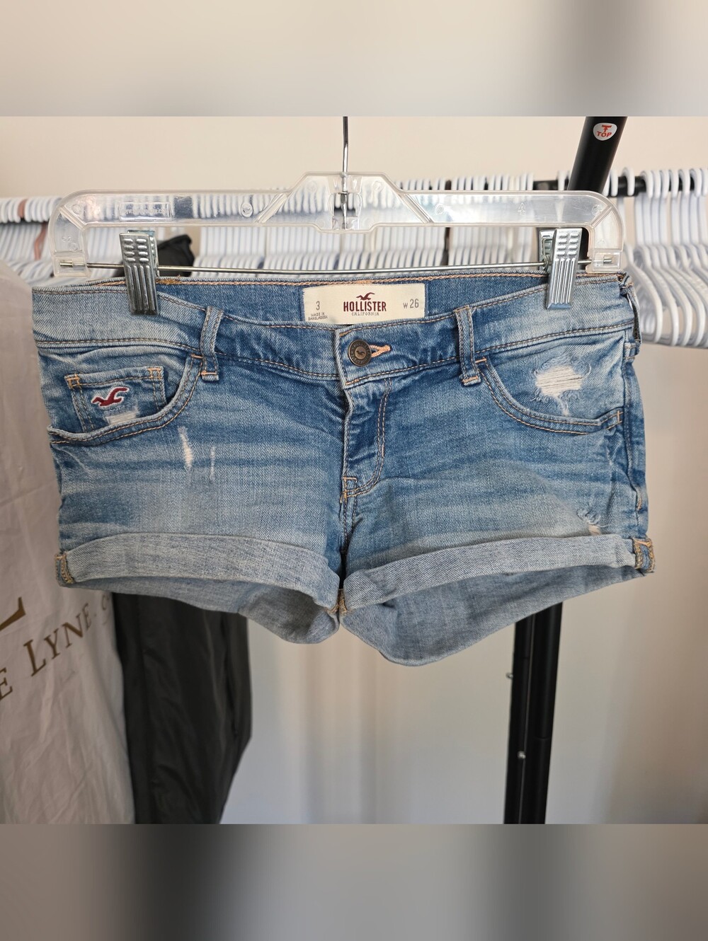 Hollister Light Blue Distressed Denim Jean Shorts